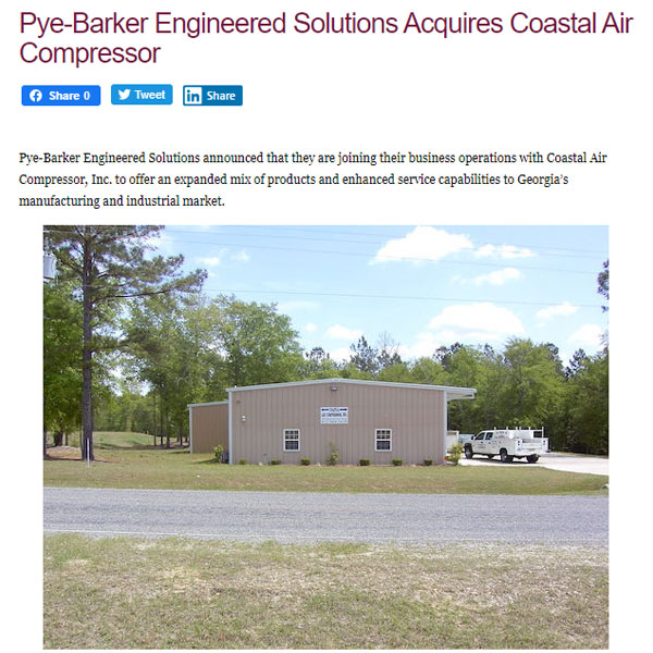 Pye-Barker-Engineered-Solutions-Acquires-Coastal-Air-Compressor